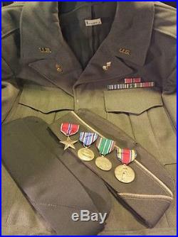 WW2 USArmy Ordinance Officers Green jacket 35R & Ike Jacket 36R Medals & hats