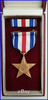 WW2 USN USMC Silver Star Medal Rare Red Box Navy Marine Corps