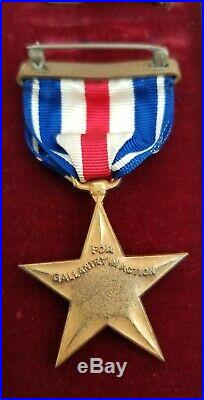 WW2 USN USMC Silver Star Medal Rare Red Box Navy Marine Corps