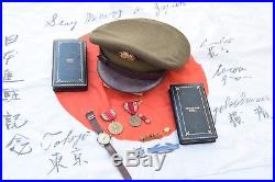 WW2 U. S. Army Named Veteran Japan Grouping Medals Badges Watch Hat Flag WWII