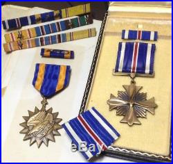 WW2 WWII DISTINGUISHED FLYING CROSS & AIR MEDAL Photos Id Info Large Lot