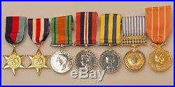 WW2 and Korea Group of Seven Medals Canadian Forces' Decoration Plated