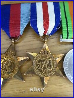WW2 full size 5 medal set inc. Named Territorial Efficiency Medal Pte R. S. Hunt