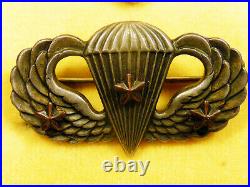 WW2 vintage paratrooper jump wings with THREE stars + interesting other medal
