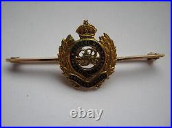 WWII 9 carat gold George VI Royal Engineers bar brooch or tie pin cased