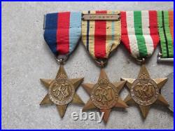 WWII British Military Army 8th Army Africa, Italy Star Group Five Medals