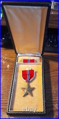 WWII Era Bronze Star Medal with Ribbon and Coffin Case