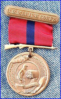 WWII Named USMC Marine Good Conduct Medal 1944 Adolph A. Rocheleau