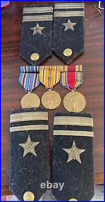 WWII Navy Medals With Lieutenant Shoulder Boards