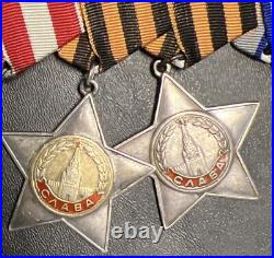 WWII Soviet USSR Medal Order Red Banner Order of Glory Original Bar of 8 Medals