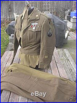 WWII US ARMY UNIFORM medal badges shirt tie pants coat jacket WW 2 items