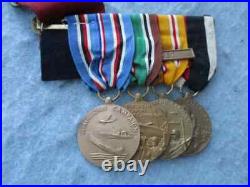 WWII US Navy 5 Medal Bar Named Good Conduct Fleet Bar Europe Pacific More CB WW2