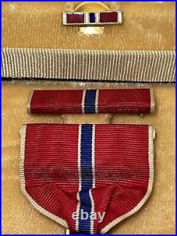 WWII United States BRONZE STAR MEDAL with Coffin Case, Lapel Pin & Ribbon Bar