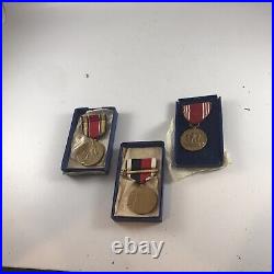 WWII WW2 US Army Medal Box Of 3