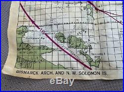 WWII WW2 U. S. Navy silk Escape Map Guadalcanal Solomon Islands Area & Air Medal