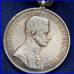 WWI Austria-Hungary Emperor Karl Silver Military Bravery Medal Kautsch RARE