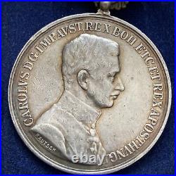 WWI Austria-Hungary Emperor Karl Silver Military Bravery Medal Kautsch RARE