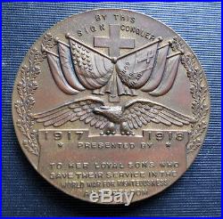 WWI BRONZE VICTORY TABLE MEDAL BY THIS SIGN CONQUER Rare World War One