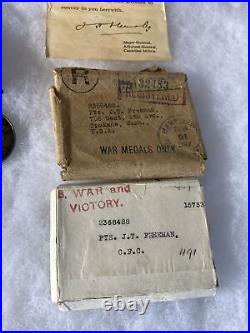 WWI King George V & WWI Victory Medal Collection With Paperwork PTE JT Freeman CFC