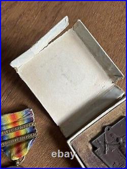 WWI Pennsylvania Railroad Company Vet Medal And Victory Medal Named Boxed 2 Bars