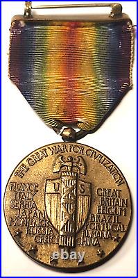 WWI USMC MEDAL GROUP 1917 ENGRAVED GOOD CONDUCT, MEXICO SERVICE #ed, & VICTORY