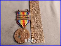 WWI US Army Victory Full Size Medal with 3 Bars