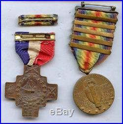 WWI WW1 AEF-5 Bar Victory Medal, 26th Division YD, NH State Medal, 5 Star Ribbon