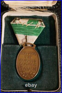 WWI Weimar Republic Medal'Industrie und Handelskammer' Plauen, Saxony with Case