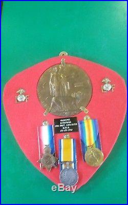 WW 1 Lancashire fusiliers Memorial Death Plaque and 3 Medals