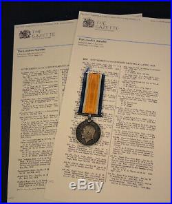 WW 1 Officer's British War Medal Captain Harker 8th Battalion Hampshire Regiment