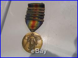 World War 1 US Victory Medal with 5 bars