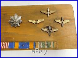 World War 2 US AIR FORCE Bomber Pilot Commander Collection Medals Hat Flight Log