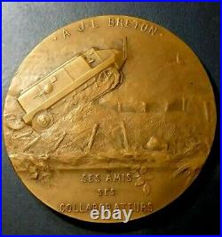 World War I Breton-Prétot machine Tank French bronze medal by Léon Deschamps