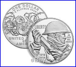 World War I Centennial 2018 Silver Dollar and Coast Guard Medal Set