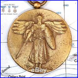 World War I Us Army Victory Medal Silver Star Meuse Argonne Defensive Sector Bar