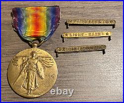 World War I Victory Medal 3 Bars St Mihiel Aisne-Marne Meusse-Argonne Provenance