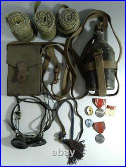 World war 2 original imperial japanese set receiver & medal & water bottle & bag