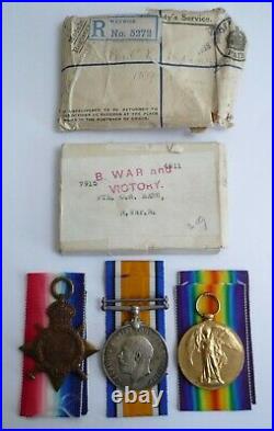 Ww1 1914 15 Star Medal Trio 11th Warwickshire Regiment Wounded
