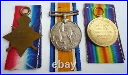 Ww1 1914 15 Star Medal Trio 11th Warwickshire Regiment Wounded