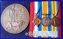 Ww1 1914/15 Trio Of Medals & Death Plaque To Frank Adams 44th Field Amb Ramc