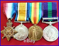 Ww1 British Army Officer Medal Trio & General Service Medal 1918-62 Iraq Group