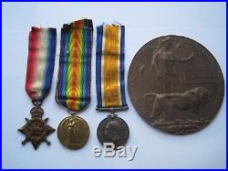 Ww1 Death Plaque & 1915 Star Medal Trio, Harry Onions, From Worfield