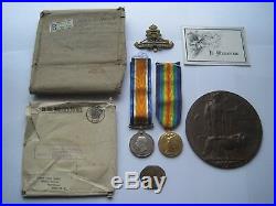 Ww1 Death Plaque, War & Victory Medals, Dog Tag, Cap Badge, Edward Alliston