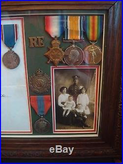 Ww1 Framed Medal & Paperwork Group To 75353 W E Grace R. E. Royal Engineers