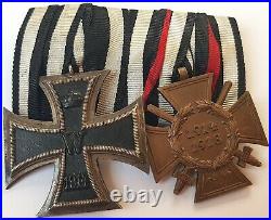 Ww1 German Amazing Medal Set Iron Cross + War Merit Hindenburg Ek2 Prussian Wh