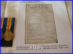 Ww1 Medal Group Named To 5325 T-sgt. B. S. Brooke 28 Bn. A. I. F Plus Return Servic
