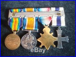 Ww1 Medals. Scarce Silver Military Cross, 1914 Mons Star Trio Miniature Medals