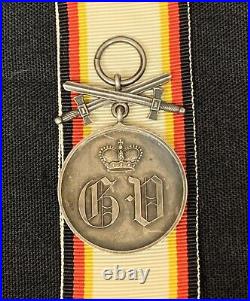 Ww1 Original German States Waldeck Pyrmont Silver Medal Of Merit With Swords