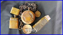Ww1 Trench Art Compass With Chain- Matchbox- Verdun Medal 2 Souvenir Lighters