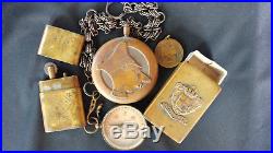 Ww1 Trench Art Compass With Chain- Matchbox- Verdun Medal 2 Souvenir Lighters